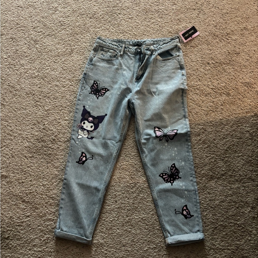 Hot Topic Women's Jeans with Butterfly and Kuromi Design NWT